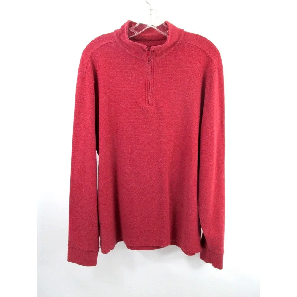 SOUTHERN TIDE Pullover Knit Sweater Men XL Coral Red 1/4 Zip Preppy Athleisure